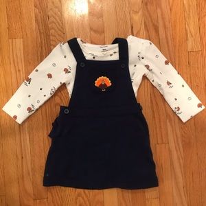 Navy Blue Thanksgiving Jumper/Dress with Onesie